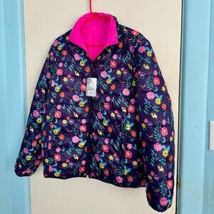 Disney Alice in Wonderland Reversible Pink Rain Jacket White Rabbit Floral One S